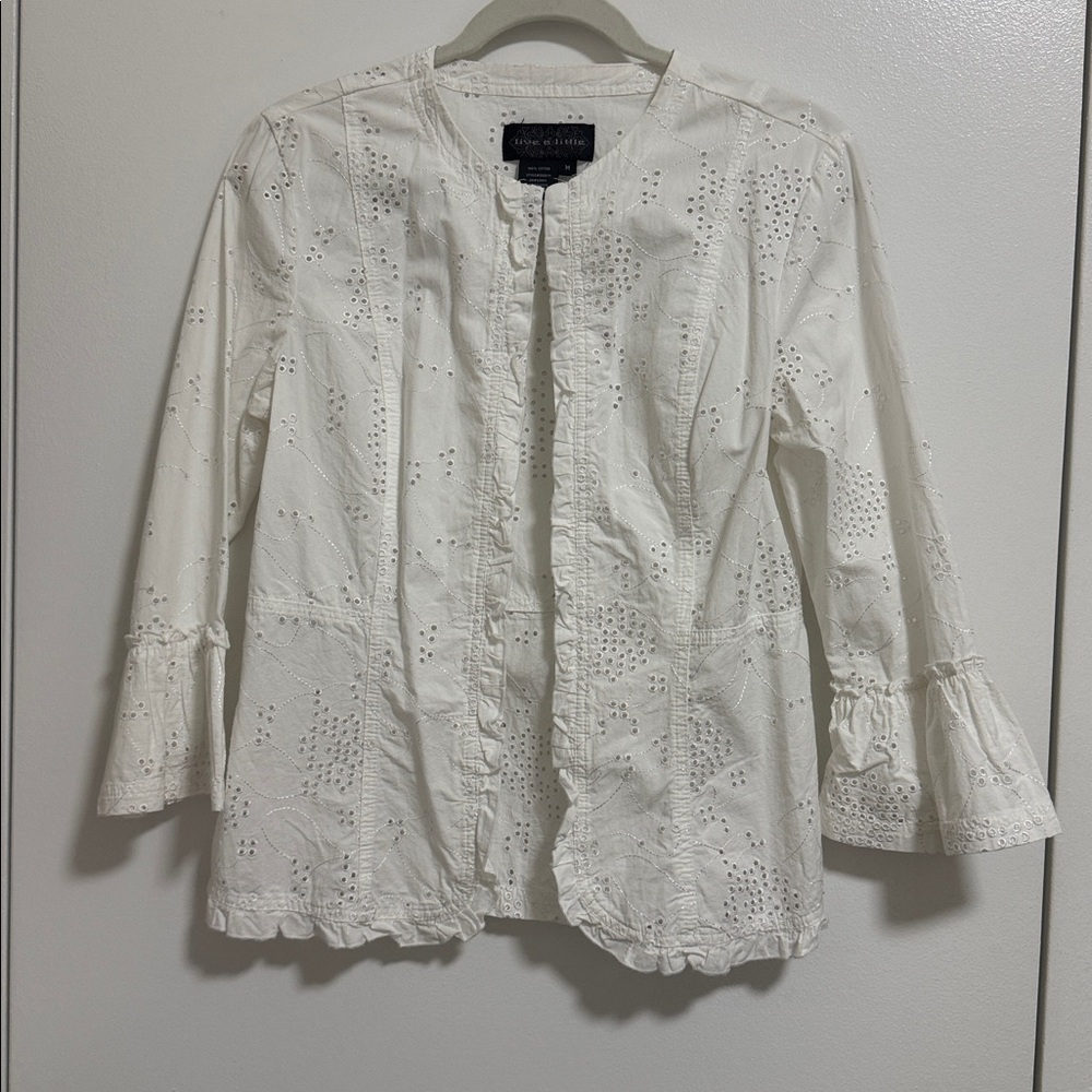 100% Cotton White Eyelet Blouse